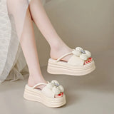 Fragrant Temperament Foot Slippers 2025 Summer Long Standing Non-Slip Shoes Solid Color Loose Cake Thick Bottom Cool Slippers