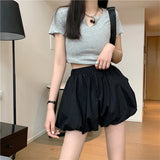 Summer Elastic Band Shorts Pants For Women Summer Casual Korean Female Black White Loose Pumpkin Bloomer Short Pants