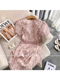 Dress Women's Clothes Fashion V-neck Hollow Out Short Sleeve Slim Summer Pink Mini Dress Lady Casual Mujer Fairy