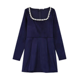 Women's Autumn And Winter New Diamond-Sleeved French Waist-Sleeved Velvet Mini