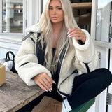 Autumn And Winter New Lamb Wool Coat Female Motorcycle Fur Integrated Locomotive Thickened Coat