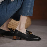 Shoes Female Summer 2025 New Spring Simple Korean Version Of Thick Heel Loafers With A Foot Pedal British Style Small Leather