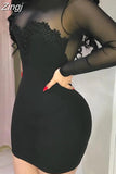 Women Dress Bandage Bodycon Applique Evening See through Party Mesh Spliced Short Mini Pencil Dress Summer Women Sexy
