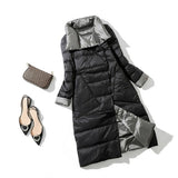 2021 Winter Women Turtleneck White Duck Down Coat Double Breasted Warm Parkas Double Sided Down Long