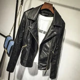 Autumn Women Black Slim Cool Lady PU Leather Jackets Sweet Female Zipper Faux Femme Outwear Jacket Coat Plus Size Gothic