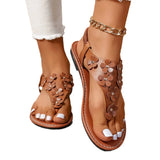 Zingj Size Sandal Female Flower Clip Foot Flat Sandal 2024 Summer New Herringword Sandal Beach