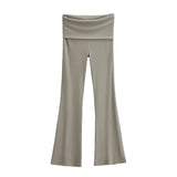 Zingj Trendy Women's Wear In Spring, The New Double-Layer Waist-Turning Sports Leisure Pants, Spicy Girls' Stretch Slimming Micro-Horn