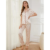 Zingj Female Summer Thin Ice Silk Short-Sleeved Shirt Trousers Two-Piece Home Suit