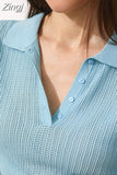 Summer Knitted Polo T shirts Women 2023 Purple Short Sleeve Sweater Elegant Tees Slim Tshirts For Women Sweater