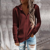 Zingj And Winter New Stripe Casual Hoodie Loose Knit Sweater Zipper Cardigan Long Sleeve Hooded Sweater Woman-Outfit