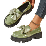 Bow Lefor Shoes Women 2025 Korean Version Of Thick Soles With Lazy British Style Retro Leather