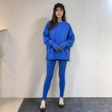 Autumn And Winter Women's Leisure Loose Long-Sleeved Collar Open Fork Tight Trouser Trouser