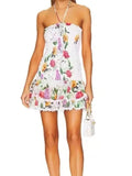 Spring 2025 New Fashion Sexy Hanging Neck Wrinkles Waist Print Design Short Tective Bag Hip