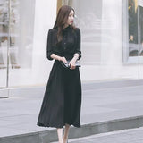 Summer Pleated Sexy Bodycon Long Dress Women Vintage Chiffon Long Sleeve Party Dress Casual Vestidos Woman Bow Belt