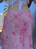 Chiffon Floral Print Midi Skirt- Outfit