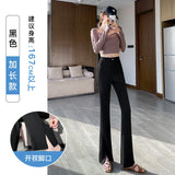 Thigh Pants Women's Summer Thin Ice Silk High Waist Thin Feeling Small Open Casual Suit Trumpet