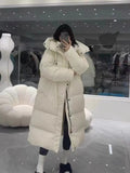 2023 Winter New Korean Version Of The Long Over-Knee Cotton-Padded Coat Female Loose Hooded Large Size Down Cotton-Padded Coat Thick Coat-Outfit