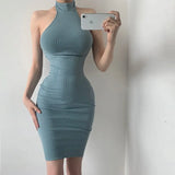 Strapless Hanging Neck Slim Dress Women's Stretch Bag Hip Dresses Sexy Nightclub European And American Clothing