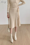 Drawstring Sweater Midi Dresses Ladies O-neck Elegant Knitted Bodycon Dress Vestido Korean Spaghetti Winter Autumn