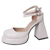 Jane Thick Heel High Heels Small Leather Shoes Gentle Night Wind A Word With Single Shoes Bow Fairy Wind Painted