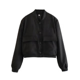 Color Jacket 2025 Stand Collar Double Pocket Solid Color Locomotive Ker Pilot Jacket Cotop