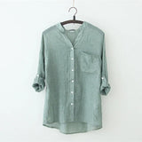 Fresh Loose Cotton Linen Three-quarter Temperament Commute Sleeve Collar Women's