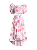 Fashion Sexy Suit 2025 New Breast-Wear Bubble Sleeve Short Top + Long Open Fork Half-Dress