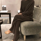 Women's Knitted Suits New Winter Fashionable Knitted Pants Set Loose Thick Sweaters Wide Leg Pants Trousers Two-piece