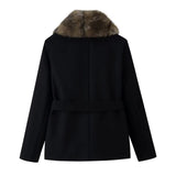 Women's Clothing 2025 Autumn And Winter 2025 New Collar Imitation Artificial Hair Tie Belt Repair Coat Coat Long