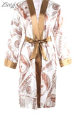 Aesthetic Cardigan Long Sleeve Midi Bandage Dress Money Pajamas Fall Clothes for Women 2023 Fashion Sexy Lounge