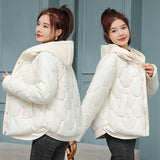 Station Light And Short Down Cotton Clothes Female Hooded Splicing Fake Two Cotton-Padded Clothes Winter Fashion Warm Small Coat-Outfit