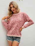 Winter New 2022 Leopard Knit Pullover Fashion Casual Style Women's Loose Round Neck Pullover Long Sleeve Sweater
