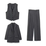 Winter New Women's Pinstripe Long Suit Jacket Vest And Trousers