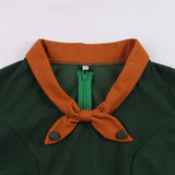 Green Autumn Women 50s 60s Tunic Midi Dress Retro Vintage Robe Rockabilly Vestido Office Casual Winter 1950s Short