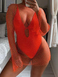 black fishnet rhinestone mini summer dress women Glitter bodycon club party dress see through bikini cover up beach