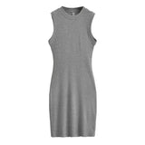 Zingj Trendy Women's Dress With Round Collar And Sleeveless Dress In Summer, The New Style Is Slim And Shows Solid Color, Sexy Vest And Hip