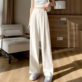 Zingj Leg Pants Women's Pants Down Loose High Waist Pink Trousers Spring And Autumn Suit Narrow Version Straight Leg Casual Floor