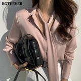 Chic Turn-down Collar Scarf Women Shirts 2021 Spring Summer Ladies Single-breasted Blouses Tops Elegant Female