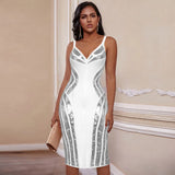 Bandage Dress Women White Bodycon Dress Evening Party Elegant Sexy Midi Birthday Club Outfit 2022 Summer New