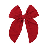 Solid Color Large Bowknot Hair Clips For Cute Girls Cotton Linen Handmade Hairpins Boutique Barrettes Kids Hair
