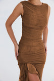 Mesh Ruffle Sleeveless Midi Dress-Outfit