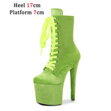 Autumn And Winter Fashion Pole Dance Show Shoes 20CM Hate Sky High Flock Mid-Calf Boots Women Sexy Platform Zipper High
