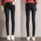 Warm Jeans Women Winter Wear Black Grey Female Denim Trousers Young Ladies Slim Skinny Streetwear Jean Fleece Pencil