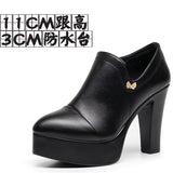 Coarse Waterproof Table Deep Mouth Single Shoes Women's Spring And Autumn Dress Work Shoes Side Zipper Fashion Singles High