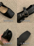 Zingj Jane Shoes Female 2024 Summer New Niche Design Sense Flat Bottom A Word Buckle Square Head Senior Sense Of Spring And Autumn Single