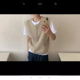 Version Short Knitted Vest Women's New 2024 Spring And Autumn Style Loose Inner Shoulder Folded Sleeveless