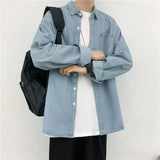 Harajuku Denim Shirt Long-Sleeved Port Style Casual Loose Autumn Shirt Men's Fashion