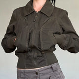 Vintage Zippered Jacket Women's Autumn 2025 Leisure New Workwear