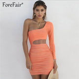Long Sleeve One Shoulder Bodycon Dress Nightclub 2018 Autumn Winter Women Slim Backless Mini Sexy Party