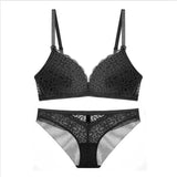 Sexy Lace 3/4 Cup Bra Sets For Women Wireless Thin Cotton Breathable Comfortable Underwear Solid color Lingerie